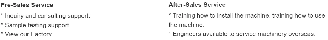 Pre sales and after-sales service Pre sales and after-sales service