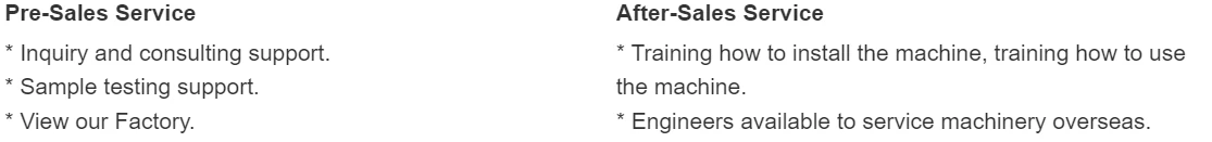 Pre sales and after-sales service Pre sales and after-sales service