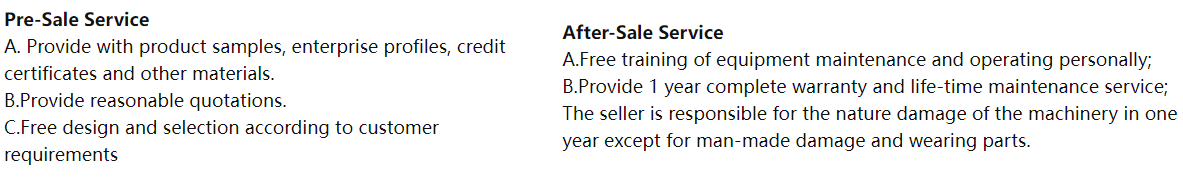 Pre sales and after-sales service